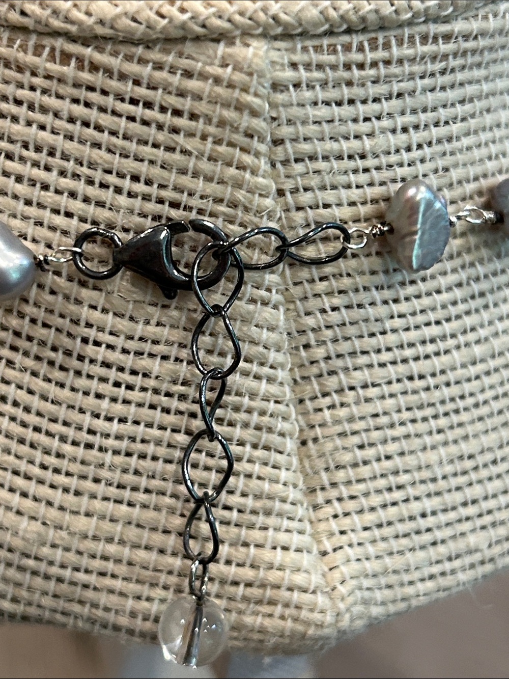 Multi-Strand Silver Gray freshwater Pearls and Crystal Necklace image 4